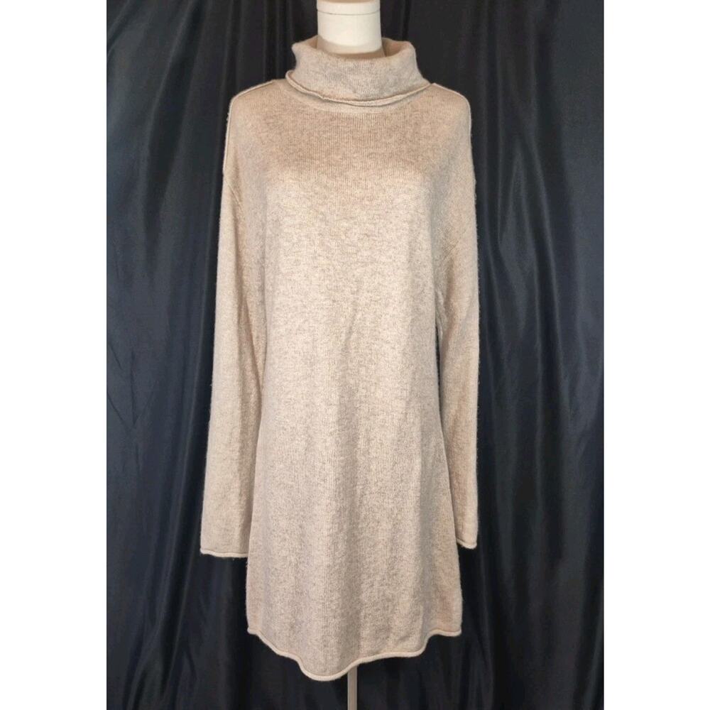 Anthropologie A Loves A Beige Wool Blend Turtleneck Sweater Dress XL